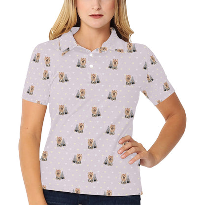 Yorkshire Terriers Print Design LKS302 Women's Polo Shirt