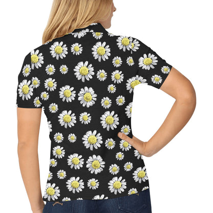 Daisy Pattern Print Design DS01 Women's Polo Shirt