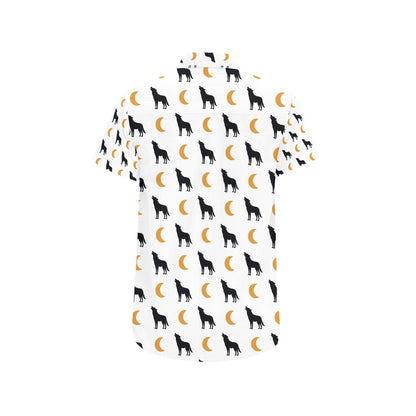 Witch Pumpkin Halloween Print LKS302 Men Short Sleeve Button Up Shirt