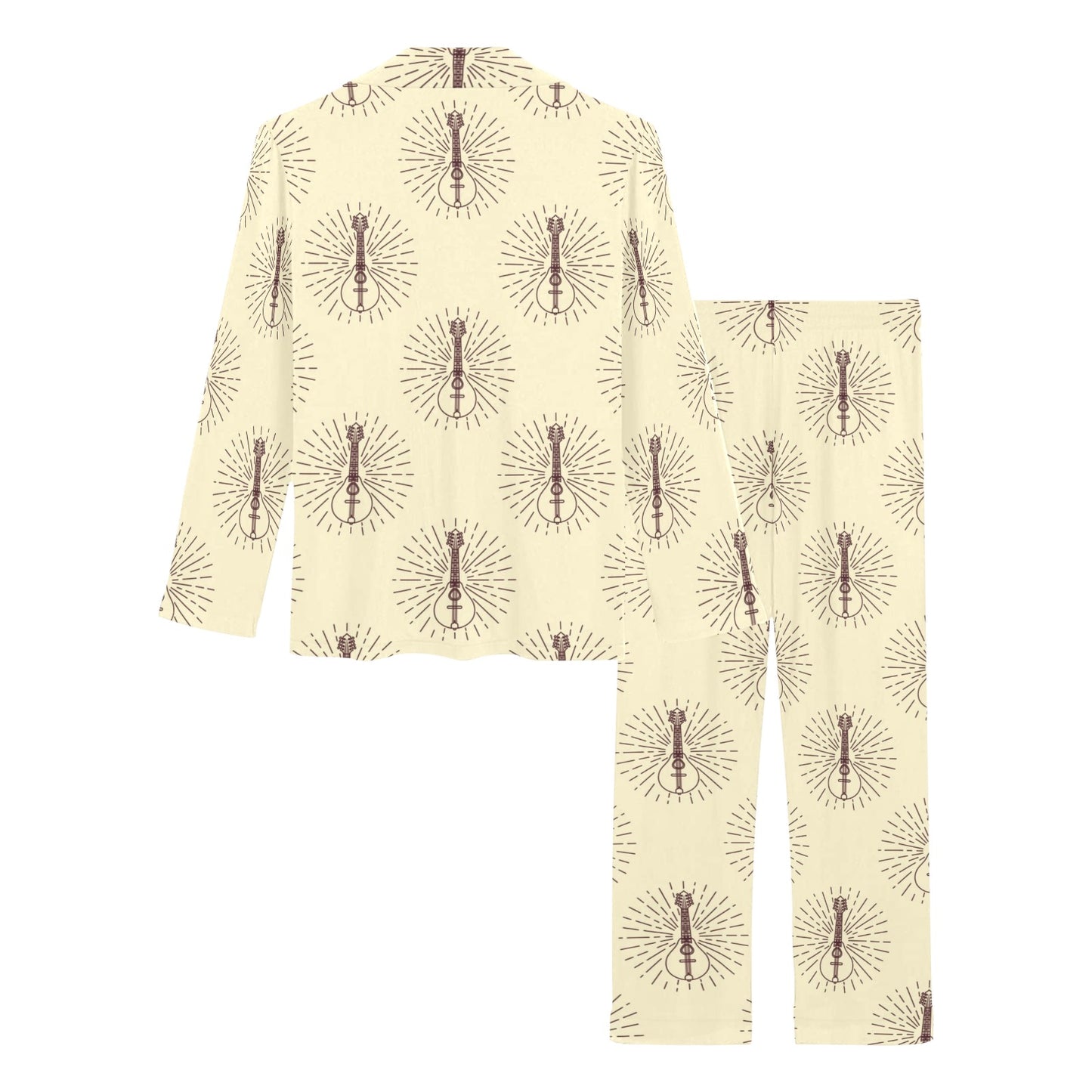 Mandolin Pattern Print Design 02 Women's Long Pajama Set