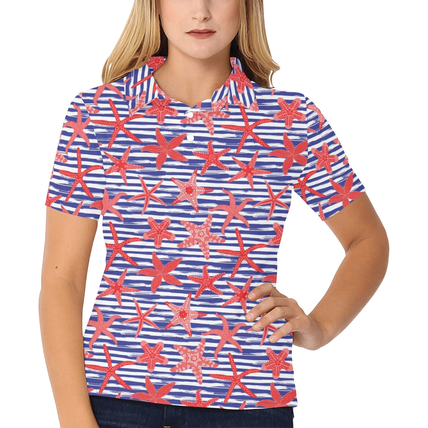 Starfish Print Design LKS401 Women's Polo Shirt