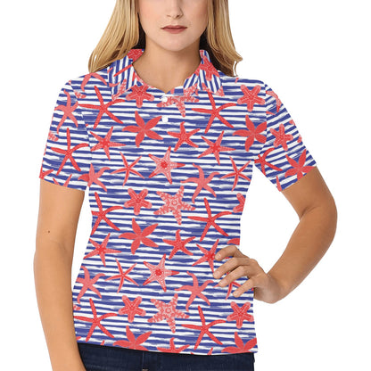 Starfish Print Design LKS401 Women's Polo Shirt