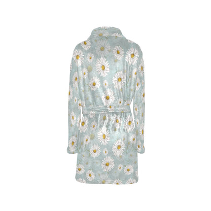 Daisy Pattern Print Design DS012 Women's Fleece Robe