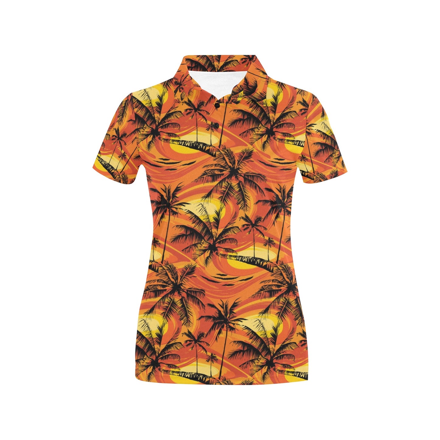 Palm Tree Pattern Print Design A02 Women's Polo Shirt