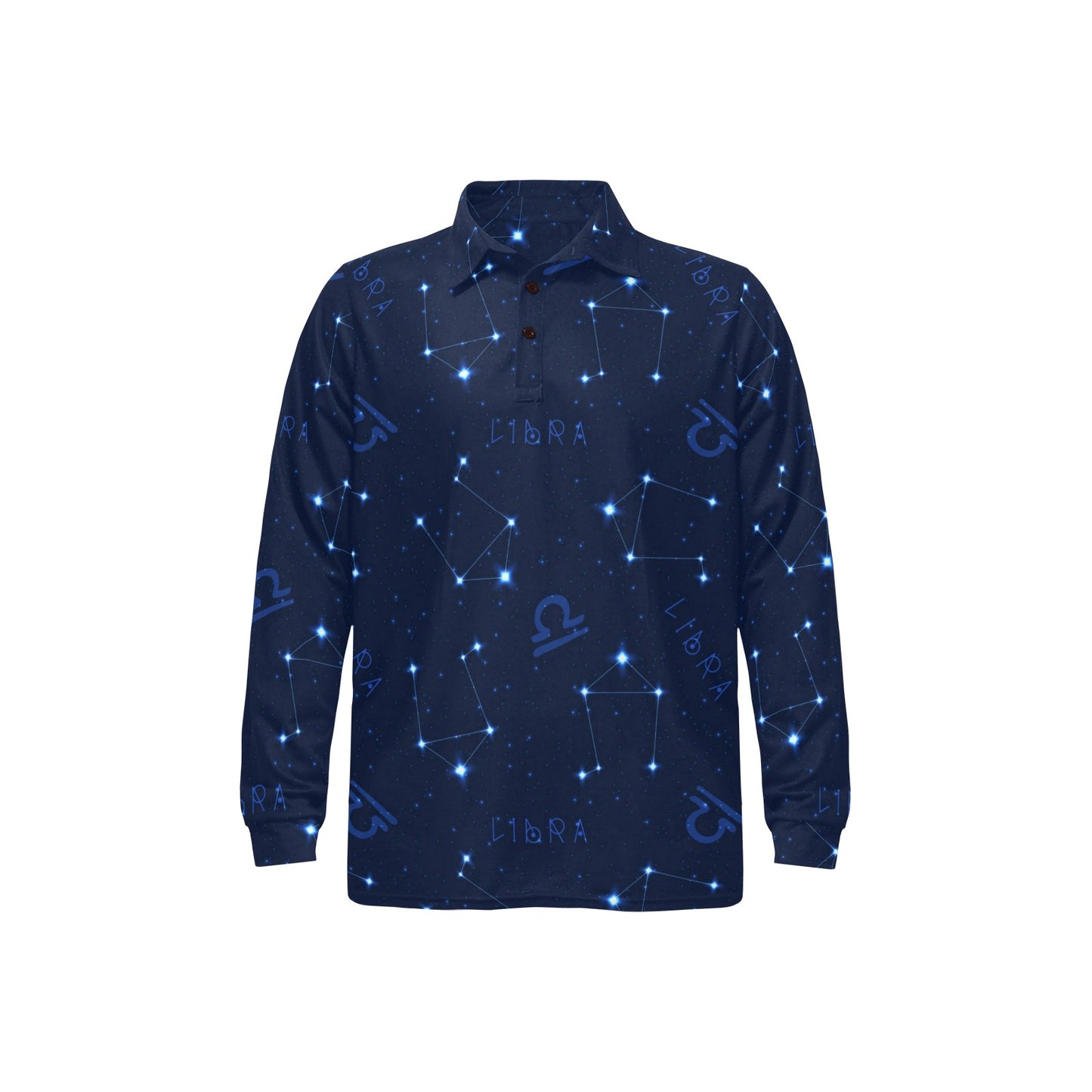 Libra Pattern Print Design 04 Long Sleeve Polo Shirt For Men's