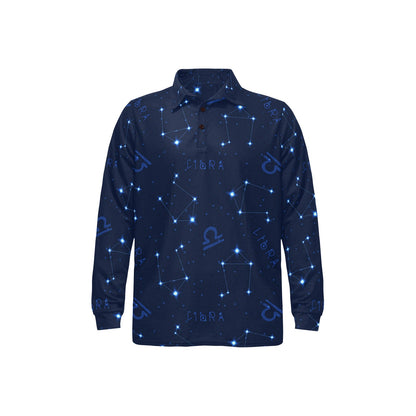 Libra Pattern Print Design 04 Long Sleeve Polo Shirt For Men's
