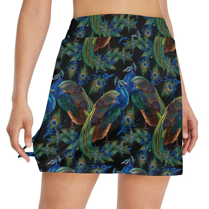 Peacock Themed Design Print 17" Golf & Pickleball Skort with Pockets