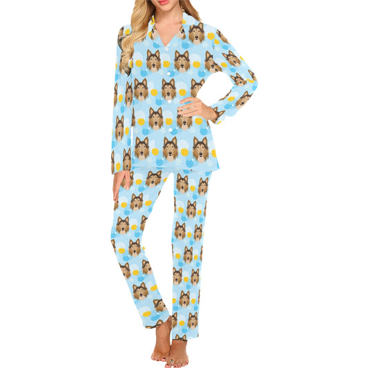 Collies Pattern Print Design 02 Women's Long Pajama Set