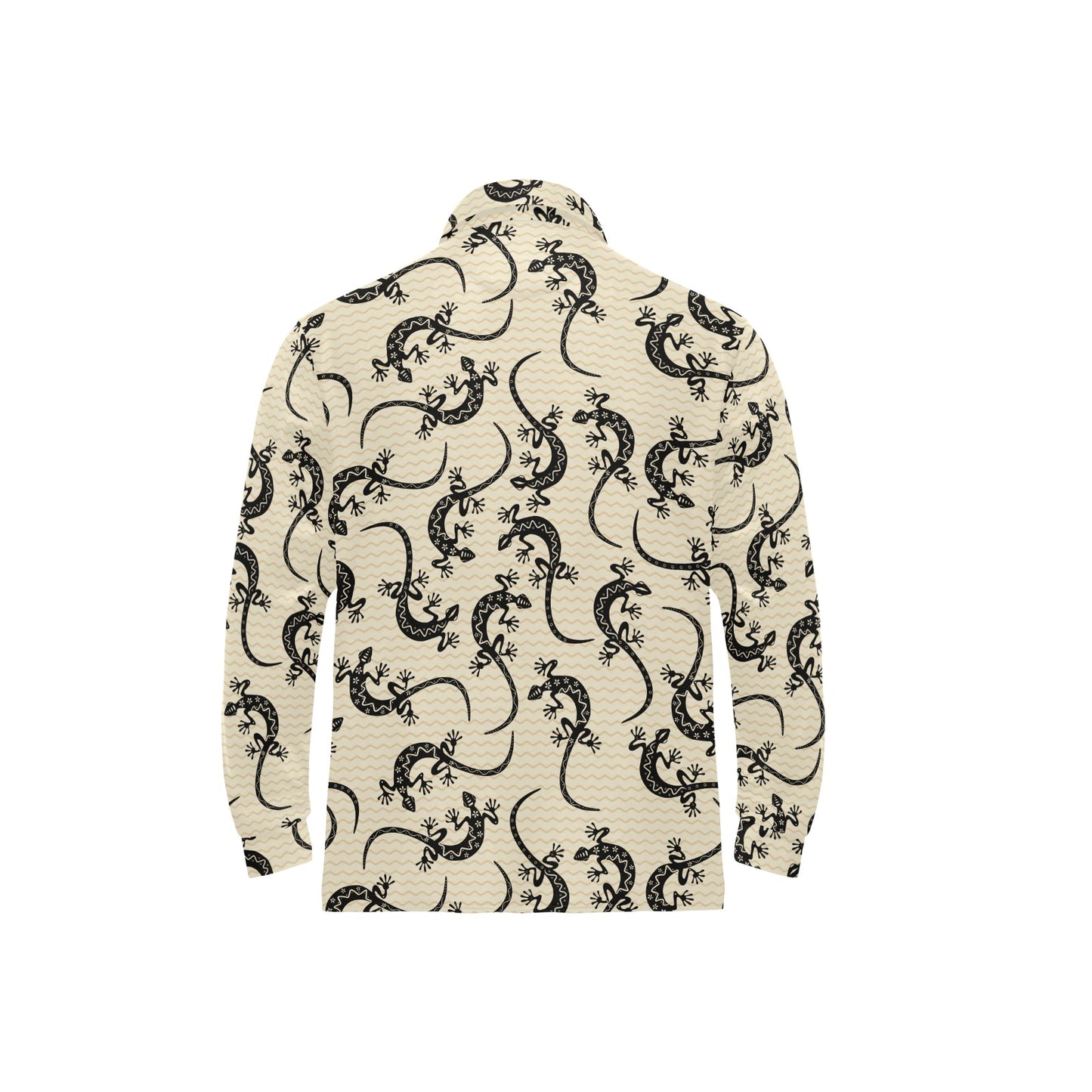 lizard Pattern Print Design 02 Long Sleeve Polo Shirt For Men's