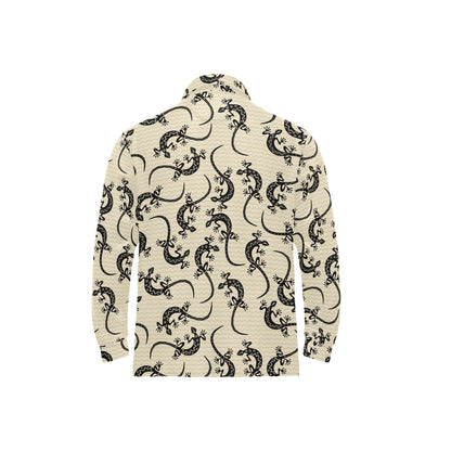 lizard Pattern Print Design 02 Long Sleeve Polo Shirt For Men's
