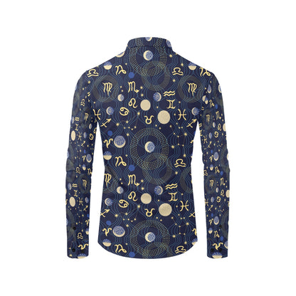 Zodiac Print Design LKS302 Men's Long Sleeve Dress Shirt