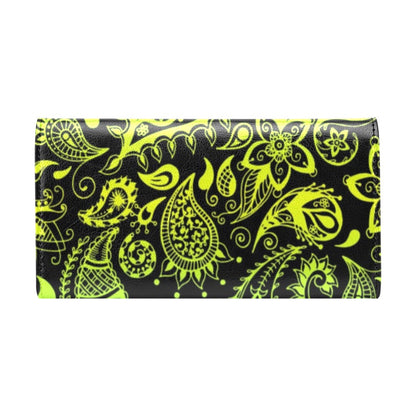 Paisley Green Design Print Women's Trifold Wallet