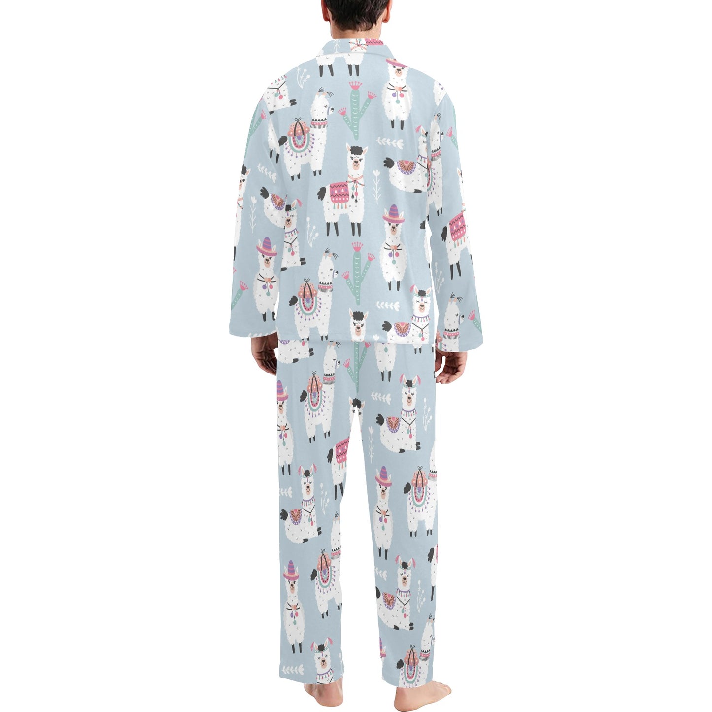 Llama Pattern Print Design 04 Men's Long Pajama Set