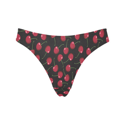 Cherry Black Background Women's Thongs