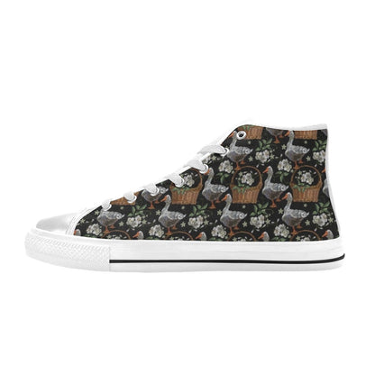 Goose Print Design LKS406 Men's High Top Canvas Shoes