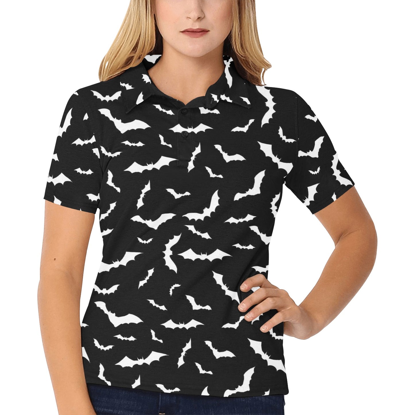 Bat Pattern Print Design 05 Women's Polo Shirt