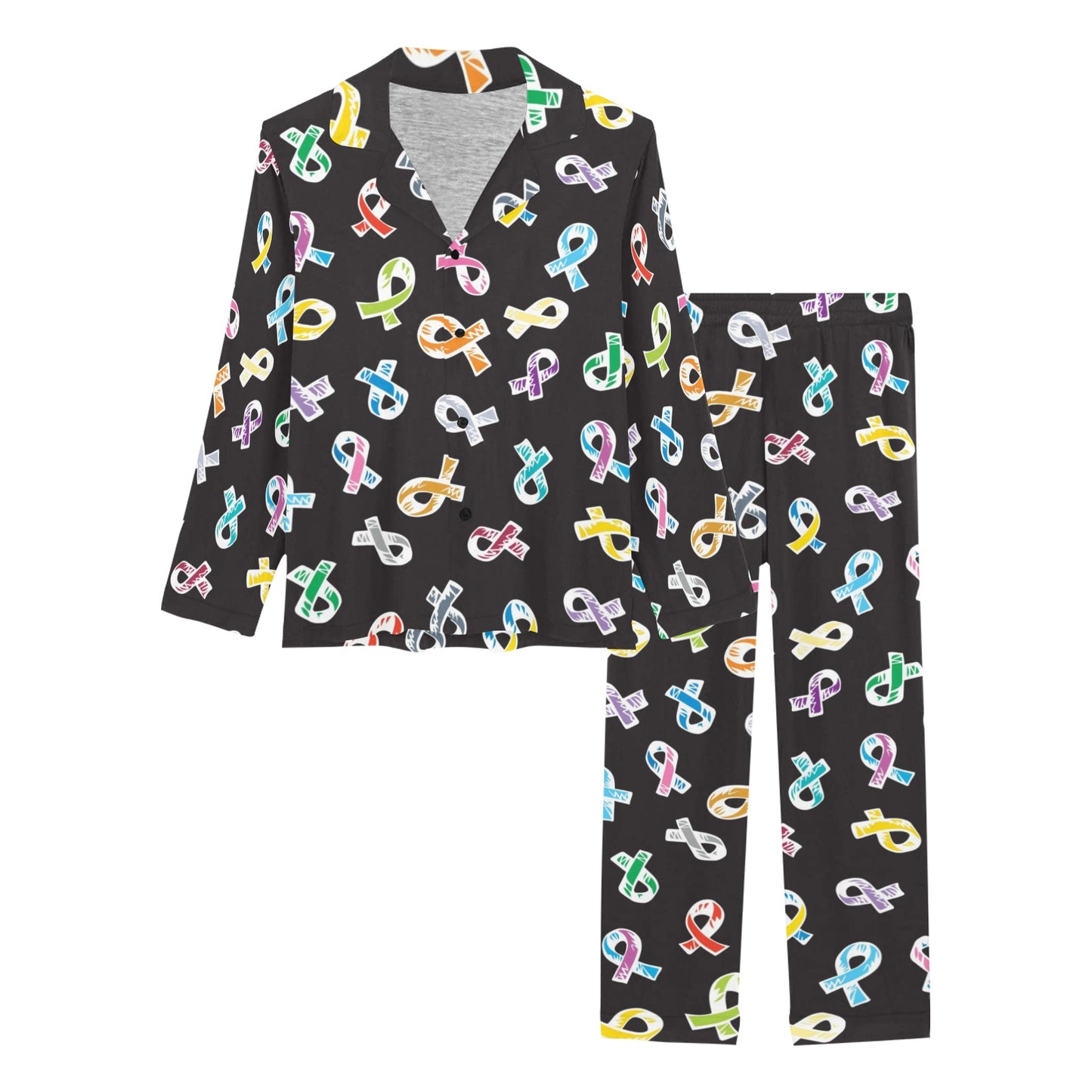 Cancer Awareness Pattern Print Design 02 Women's Long Pajama Set