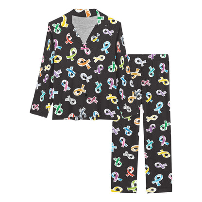 Cancer Awareness Pattern Print Design 02 Women's Long Pajama Set