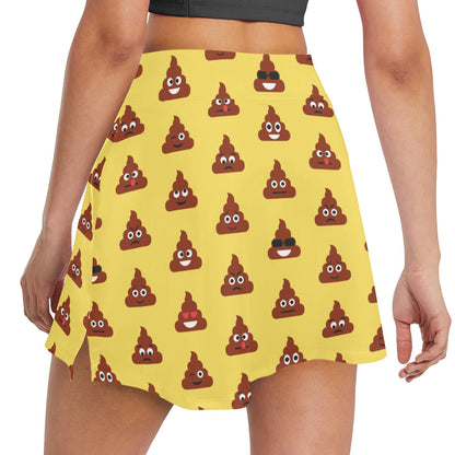 Emoji Poop Print Pattern 17" Golf & Pickleball Skort with Pockets