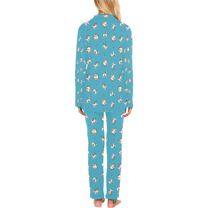 Russell Terriers Playing Print Design LKS305 Women's Long Pajama Set