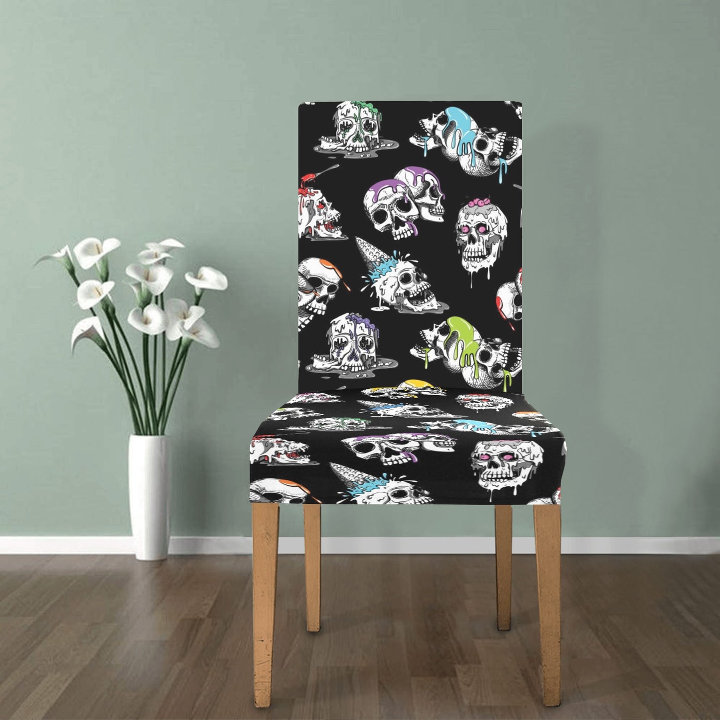 Skull Print Design LKS3013 Dining Chair Slipcover