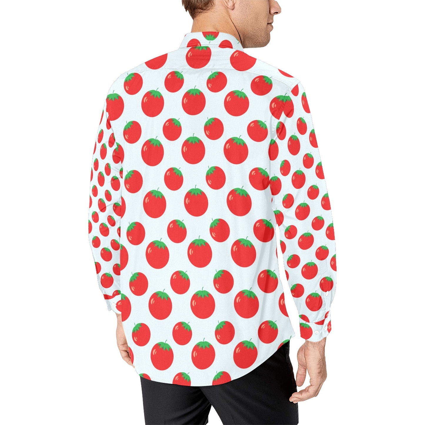 Tomato Print Design LKS307 Men's Long Sleeve Dress Shirt