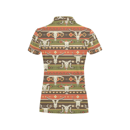 American indian Skull Animal Women's Polo Shirt