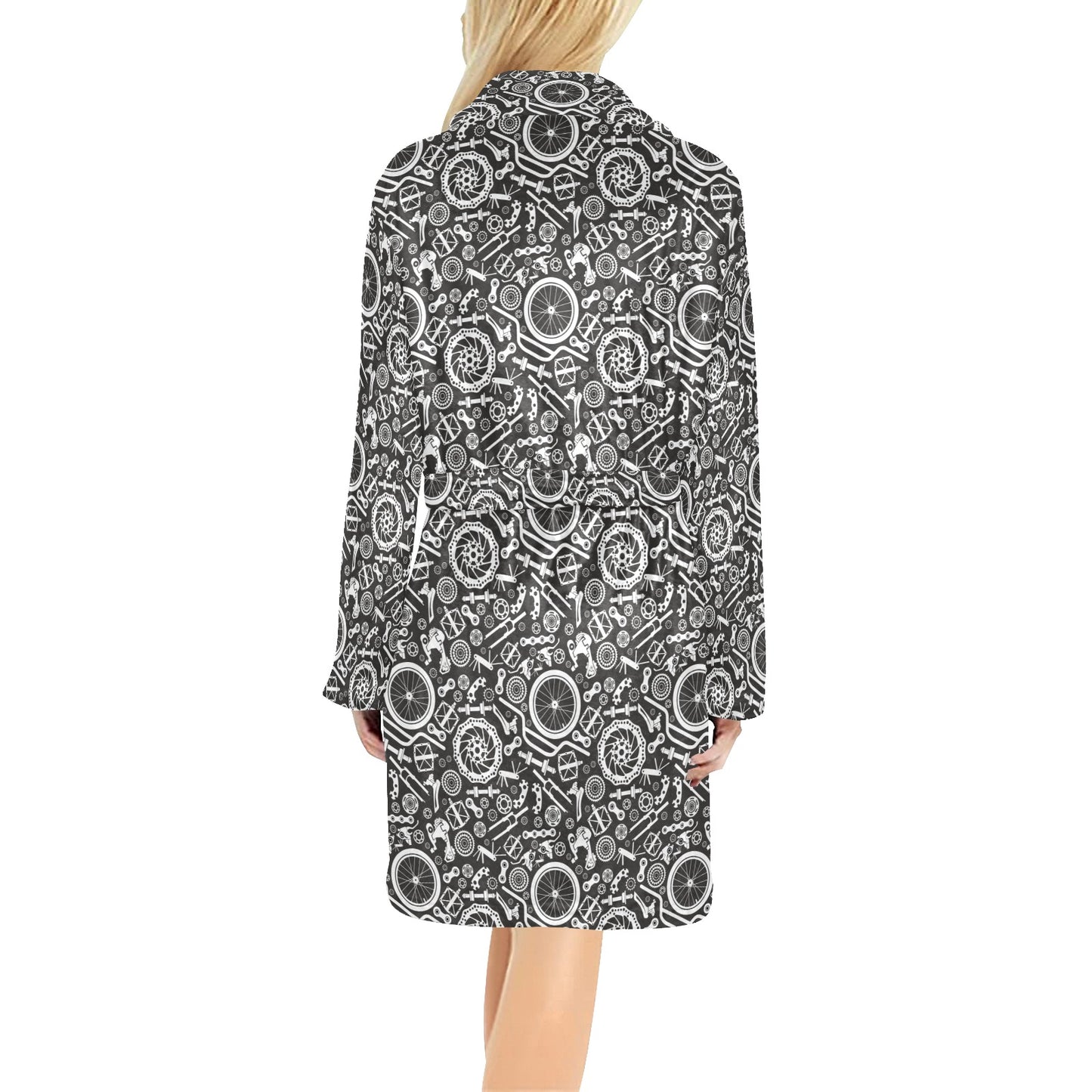 Bicycle Tools Pattern Print Design 02 Women's Fleece Robe