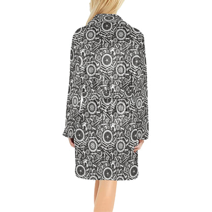 Bicycle Tools Pattern Print Design 02 Women's Fleece Robe