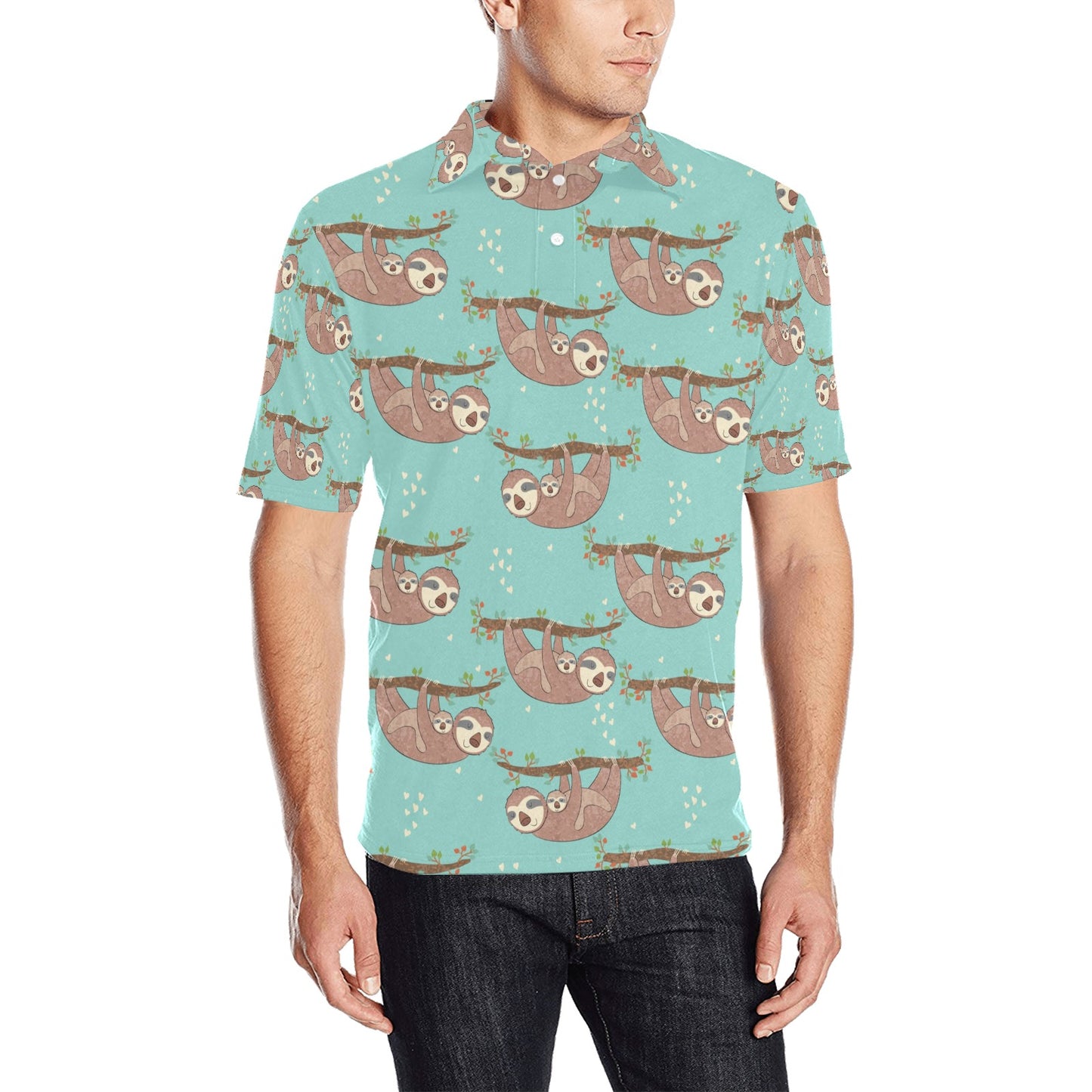 Sloth Print Design LKS302 Men Polo Shirt
