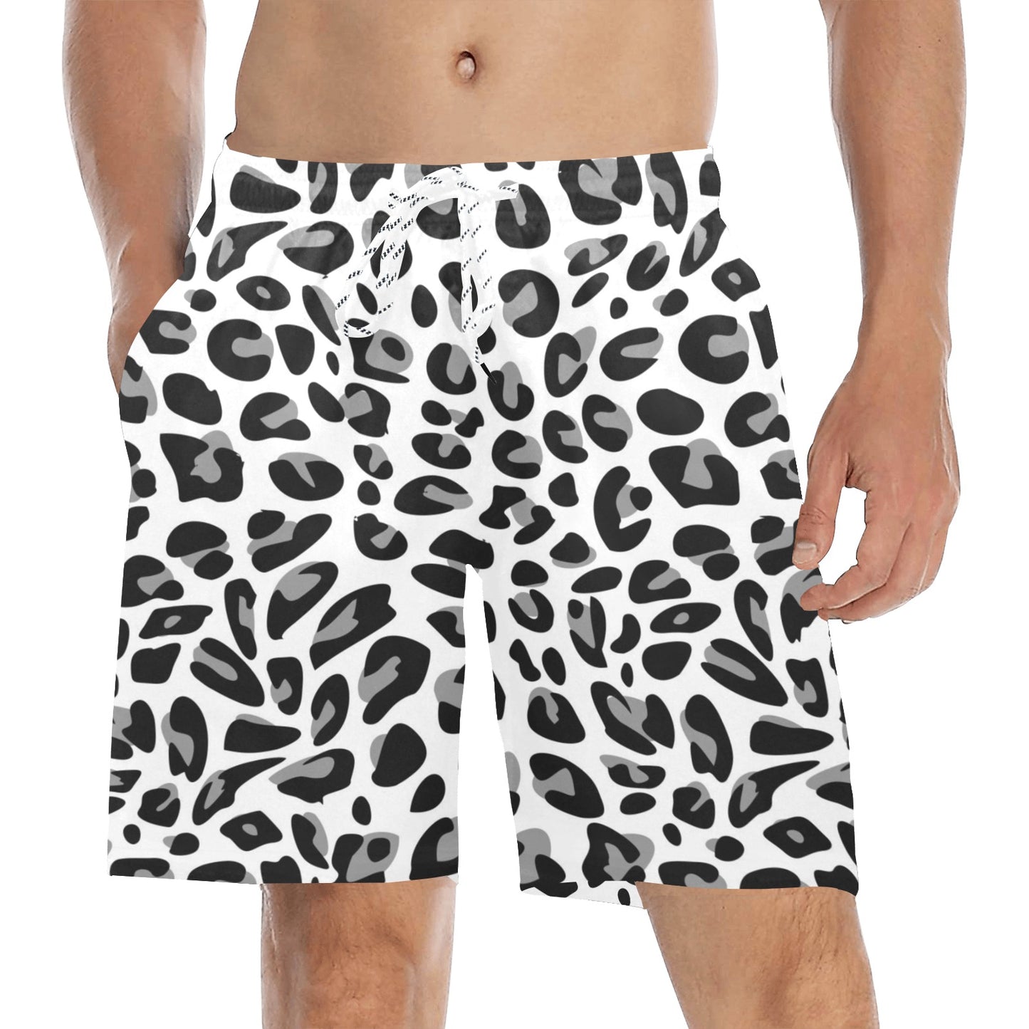Snow Leopard Skin Print Men's Swim Trunks Beach Shorts