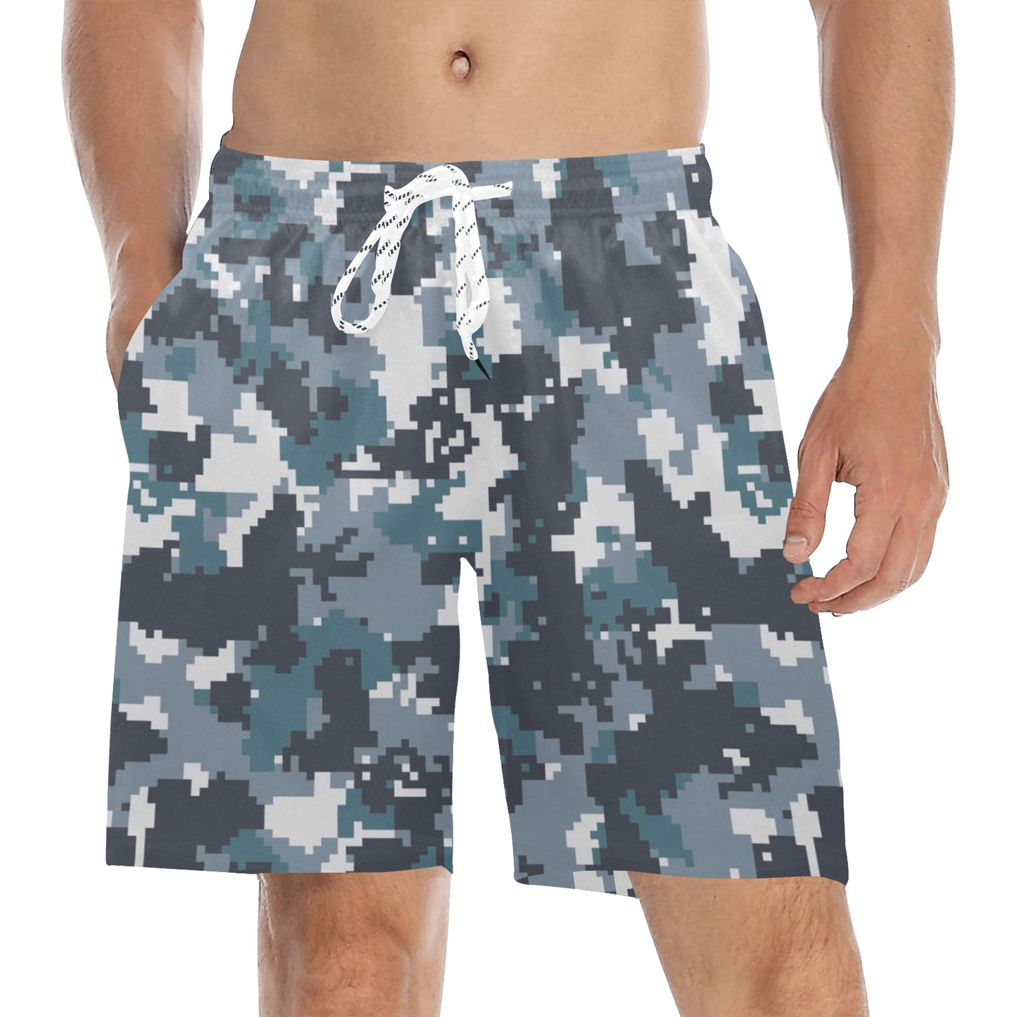 ACU Digital Urban Camouflage Men's Swim Trunks Beach Shorts