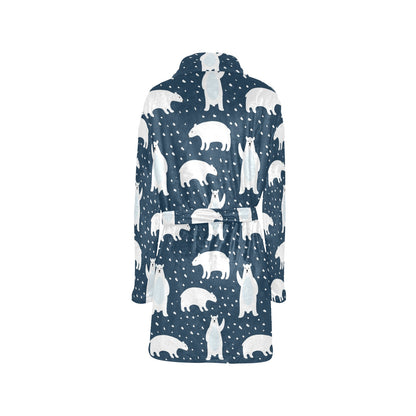 Polar Bear Pattern Print Design A02 Women's Fleece Robe