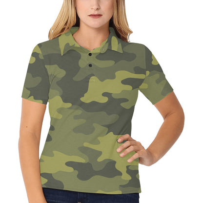 Military Camouflage Pattern Print Design 02 Women's Polo Shirt