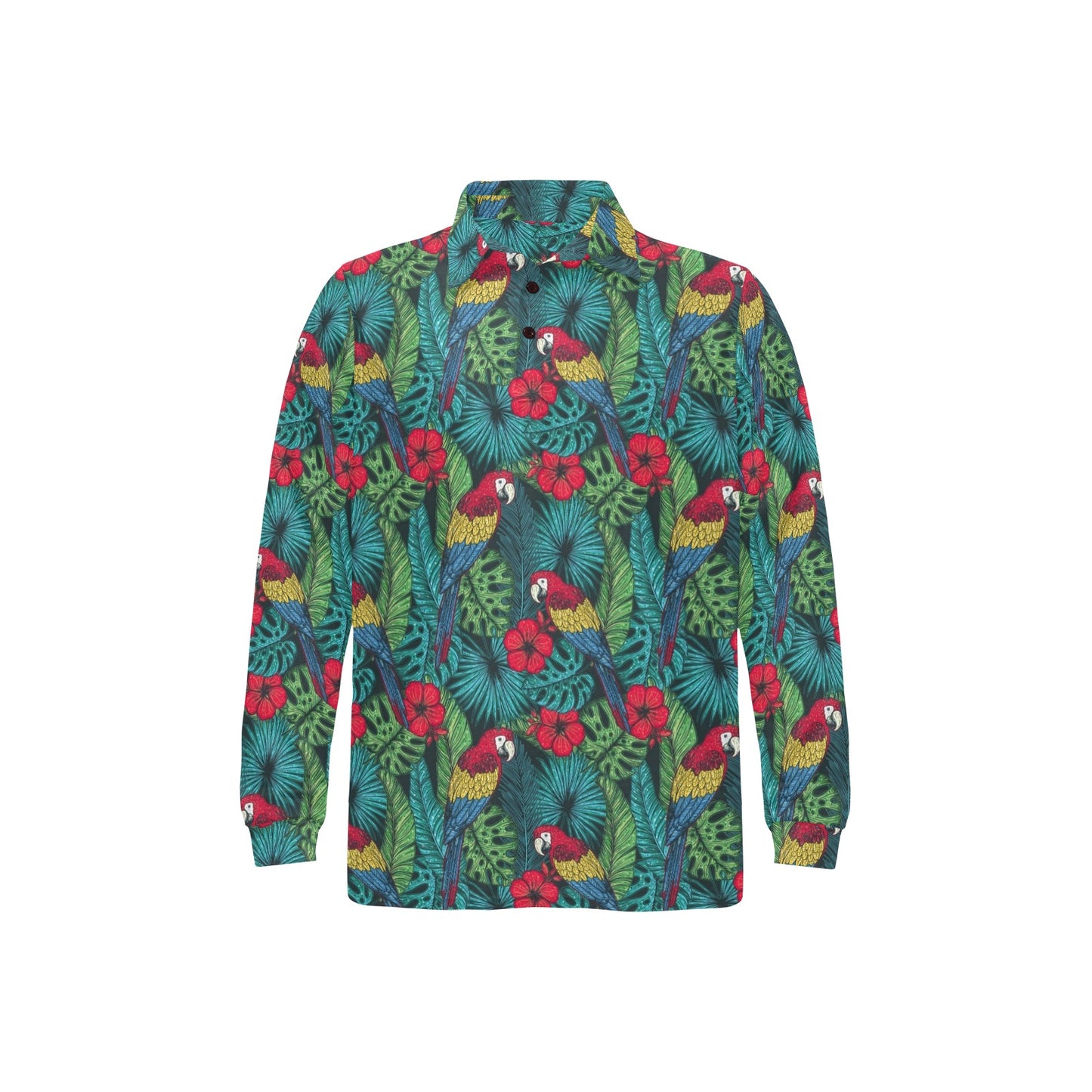 Parrot Pattern Print Design A05 Long Sleeve Polo Shirt For Men's
