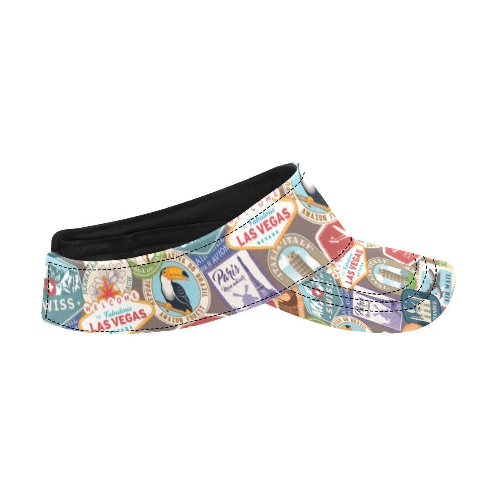Travel Stamp Print Design LKS301 Unisex Sun Visor