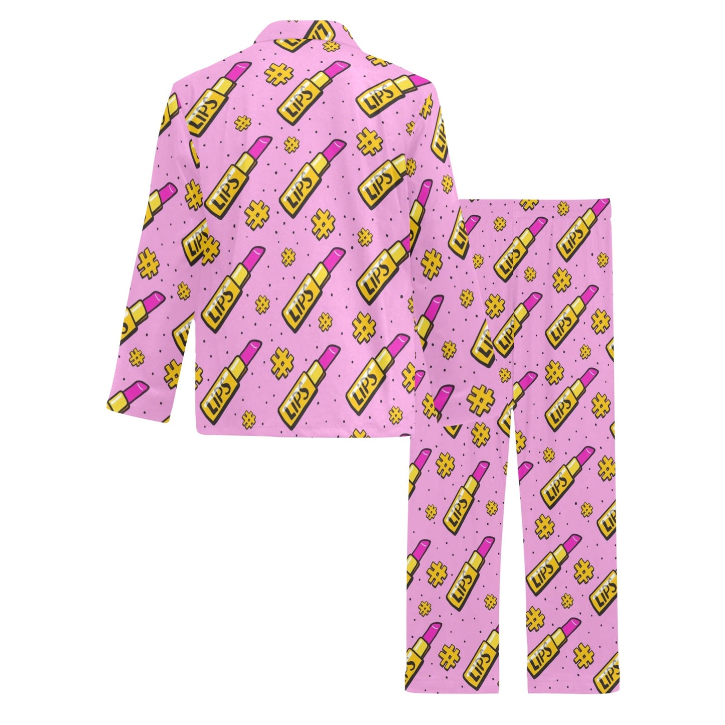 Lipstick Pattern Print Design LT03 Men's Long Pajama Set