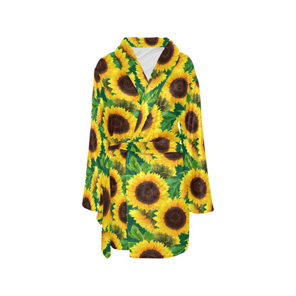 Sunflower Pattern Print Design SF02 Women's Fleece Robe