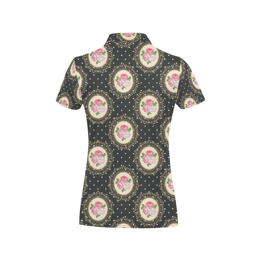 Rose Pattern Print Design RO015 Women's Polo Shirt
