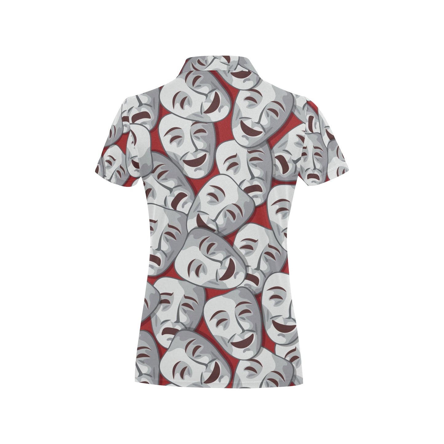 Acting Mask Pattern Print Design 01 Women's Polo Shirt