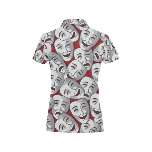 Acting Mask Pattern Print Design 01 Women's Polo Shirt