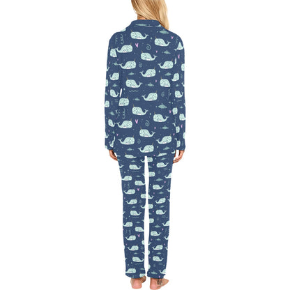 Narwhal Design Print Women's Long Pajama Set