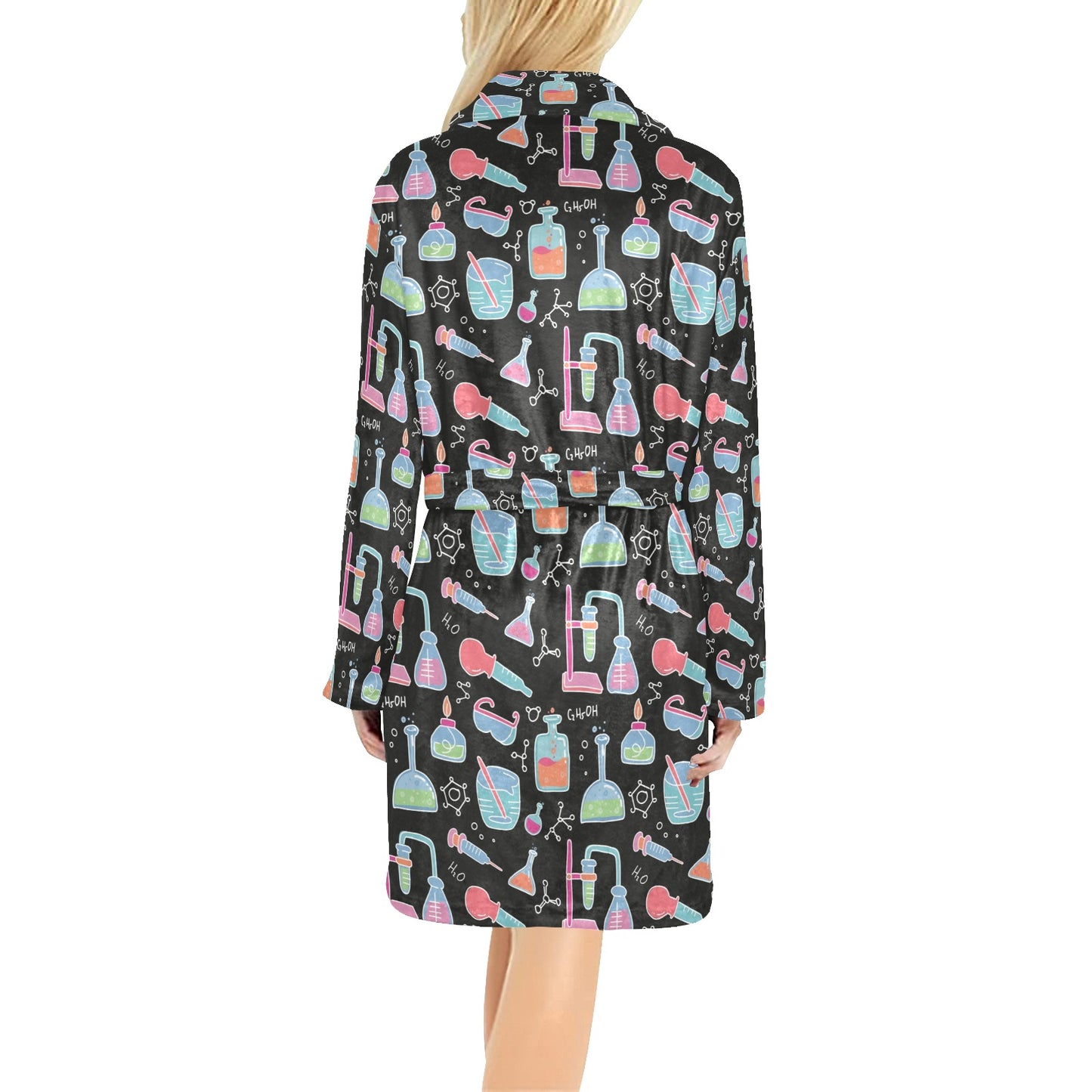 Chemical Pattern Print Design 06 Women's Fleece Robe