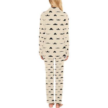 Mustache Pattern Print Design A03 Women's Long Pajama Set