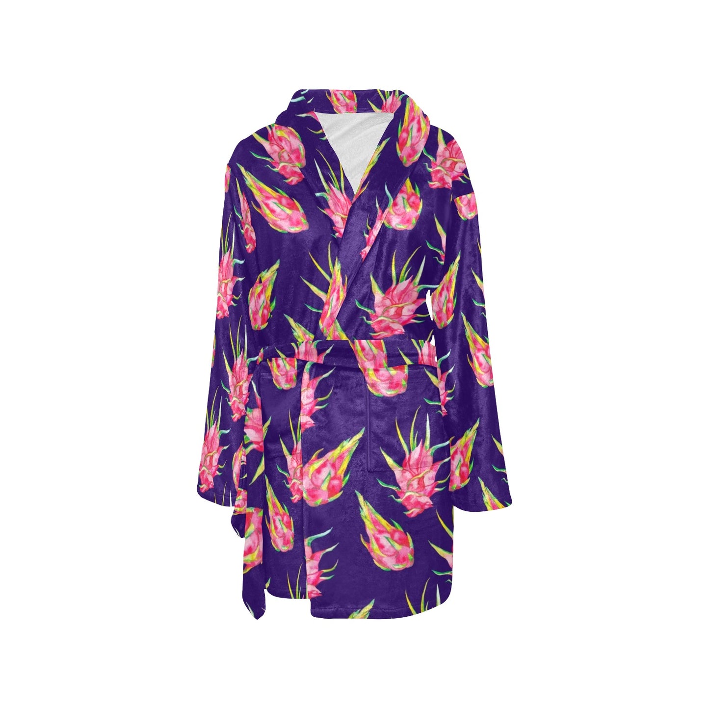 Dragonfruit Pattern Print Design DF02 Women's Fleece Robe