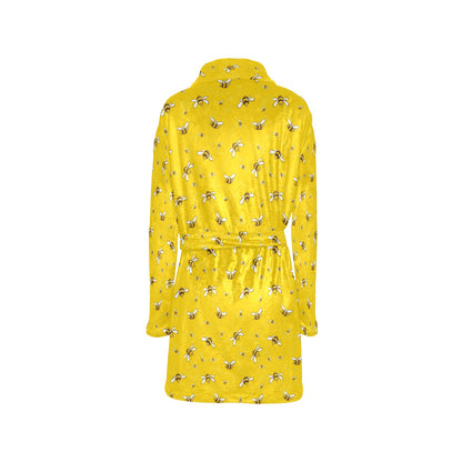 Bee Pattern Print Design 05 Women's Fleece Robe