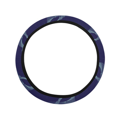 Blue Whale Print Design LKS402 Steering Wheel Cover with Elastic Edge