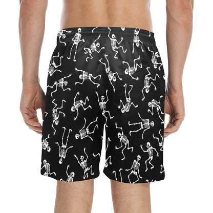 Skeleton Print Design LKS305 Men's Swim Trunks Beach Shorts