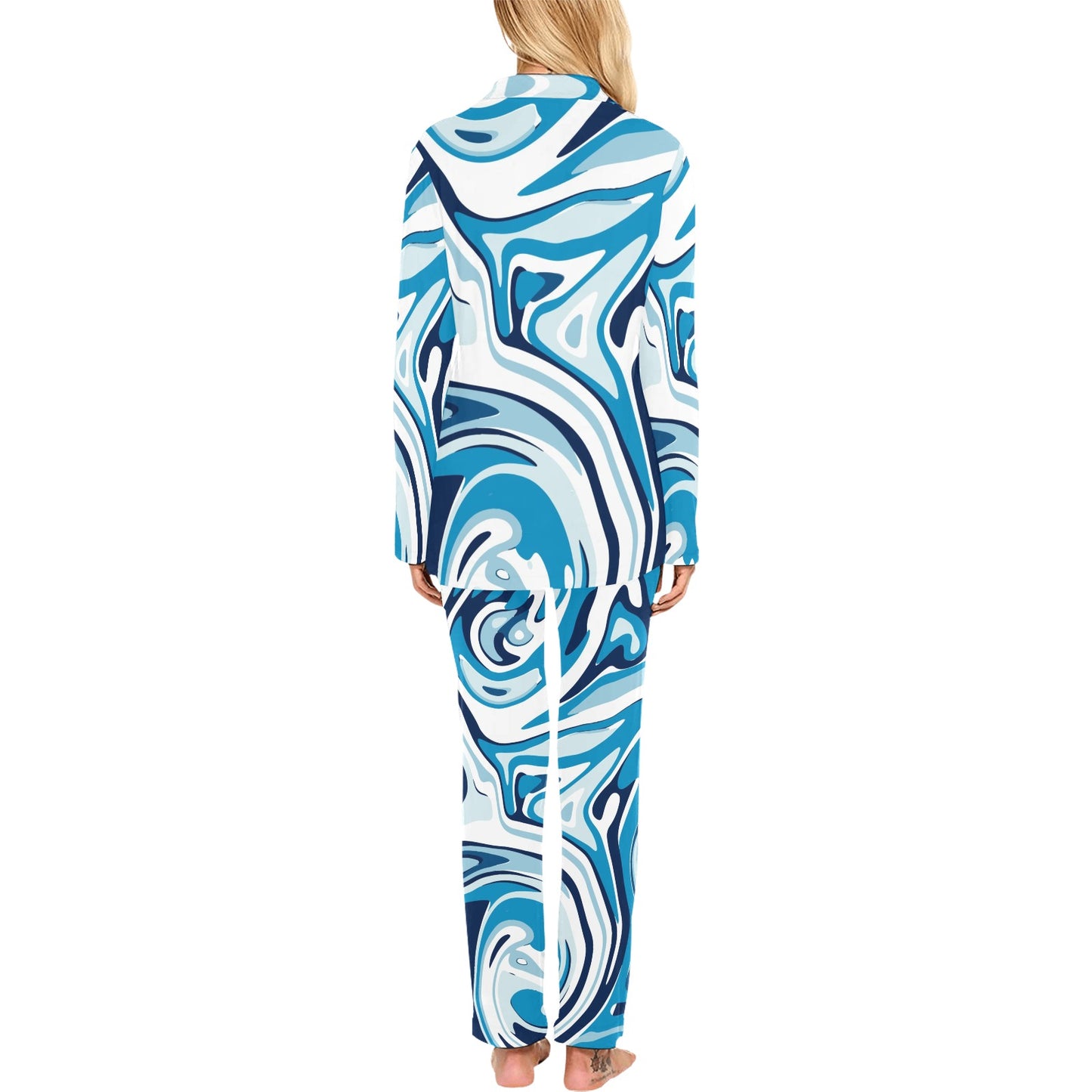 Liquid Pattern Print Design 05 Women's Long Pajama Set