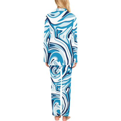 Liquid Pattern Print Design 05 Women's Long Pajama Set